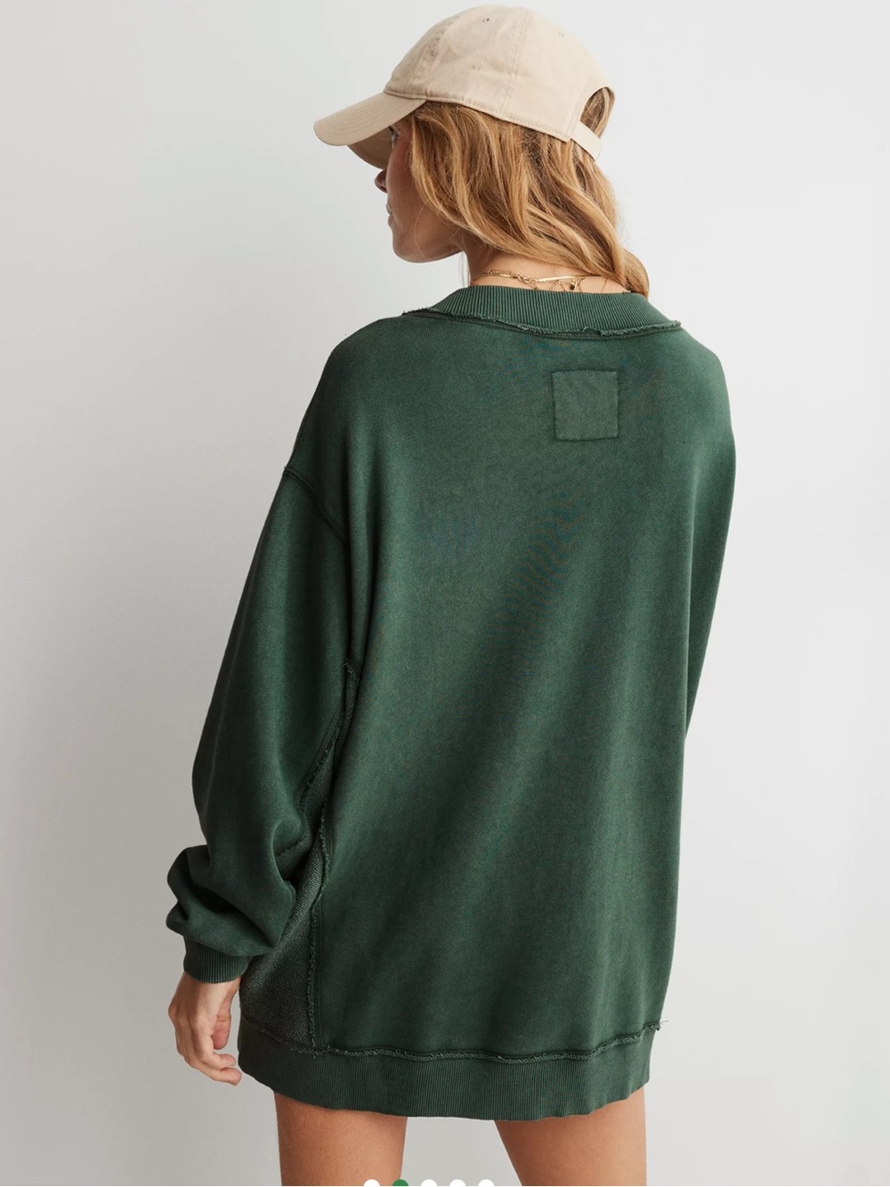 aerie Vacay Every Day V Neck Sweatshirt in Sycamore - Picture 2 of 9